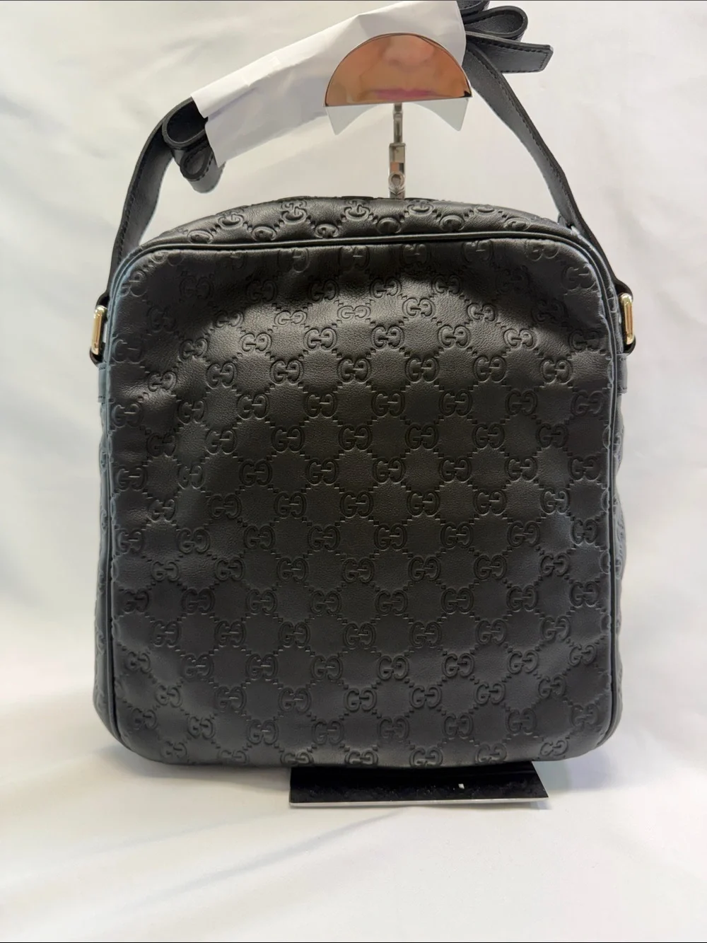 Gucci Guccissima Black Leather Crossbody Messenger Bag 🖤✨